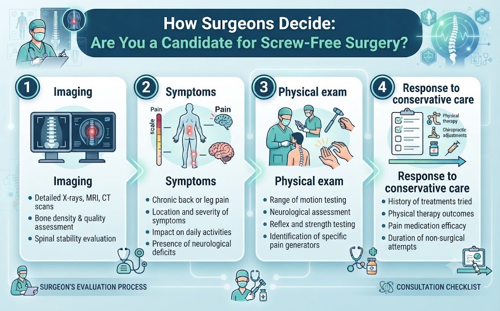 How Surgeons Decide Are You a Candidate for Screw Free Surgery